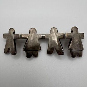 Silpada Sterling Silver 925 Paper Doll Family People Brooch Pin Vintage